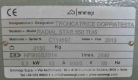 PIŁA  DWUGŁOWICOWA AUTOMATYCZNA EMMEGI RADIAL STAR 550 TU/ 5  ROK 2013 WERSJA DŁUGA